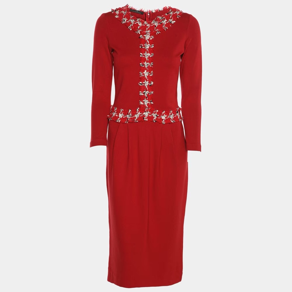 CAROLINA HERRERA CH TWEED TRIM JERSEY DRESS ❤️❤️